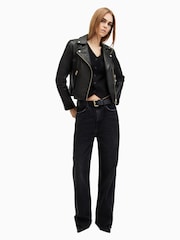 AllSaints Black/Gold Dalby Biker Jacket - Image 3 of 9