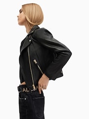 AllSaints Black/Gold Dalby Biker Jacket - Image 4 of 9