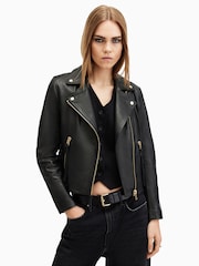 AllSaints Black/Gold Dalby Biker Jacket - Image 5 of 9