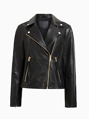AllSaints Black/Gold Dalby Biker Jacket - Image 9 of 9
