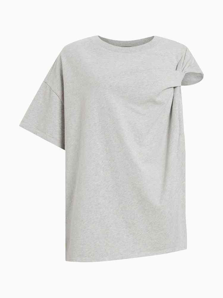 AllSaints Grey Onyx Twist T-Shirt - Image 8 of 8