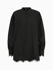 AllSaints Black 100% Cotton Ethel Lace Shirt - Image 6 of 6