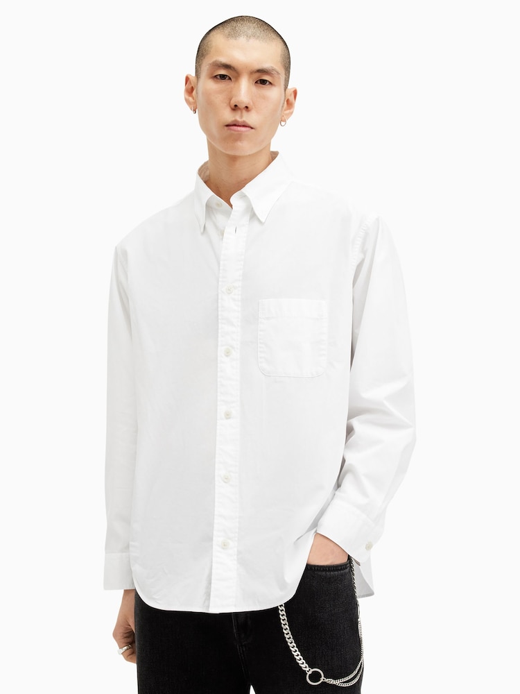 AllSaints White Sutta Longsleeve Shirt - Image 1 of 9