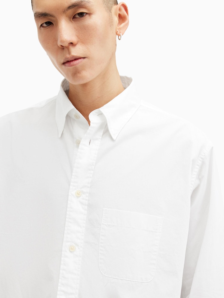 AllSaints White Sutta Longsleeve Shirt - Image 2 of 9 AllSaints White Sutta Longsleeve Shirt - Image 2 of 9