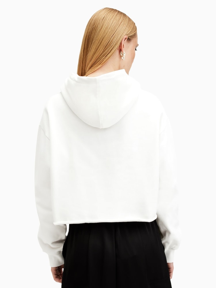 AllSaints White Pippa Sparkle 100% Cotton Hoodie - Image 2 of 6