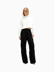 AllSaints White Pippa Sparkle 100% Cotton Hoodie - Image 3 of 6