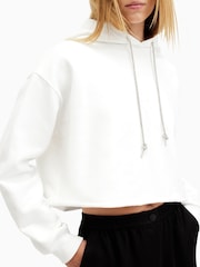 AllSaints White Pippa Sparkle 100% Cotton Hoodie - Image 4 of 6