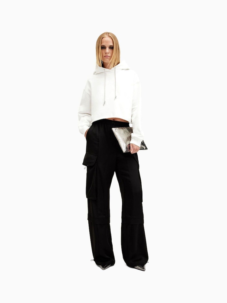 AllSaints White Pippa Sparkle 100% Cotton Hoodie - Image 5 of 6