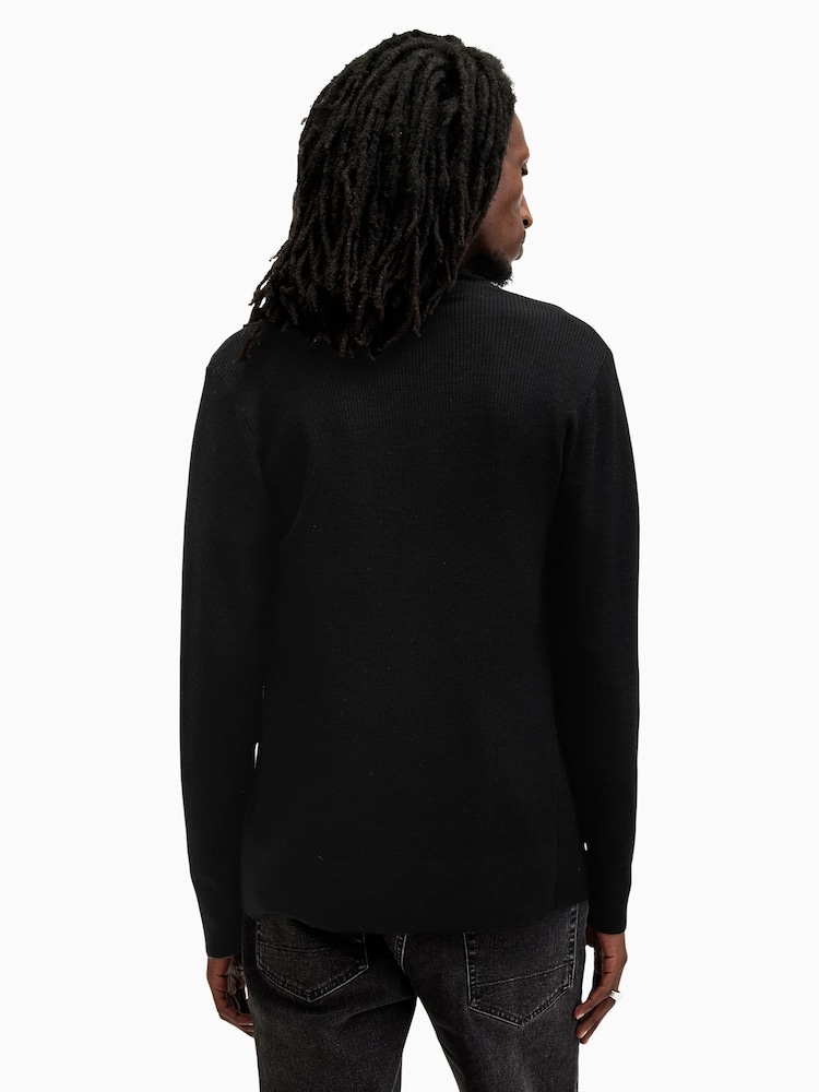 AllSaints Black Mode Merino Open Cardigan - Image 5 of 6