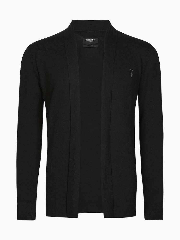 AllSaints Black Mode Merino Wool Open Cardigan - Image 7 of 7