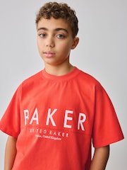 Baker by Ted Baker Oversized Red T-Shirt and Shorts Set - Image 5 of 11