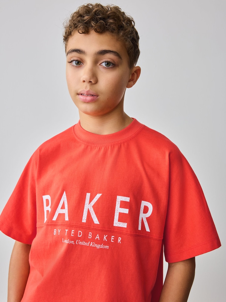 Baker by Ted Baker Oversized Red T-Shirt and Shorts Set - Image 5 of 11