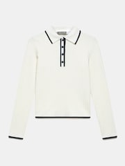 Mint Velvet White Contrast Trim Polo Shirt - Image 3 of 4