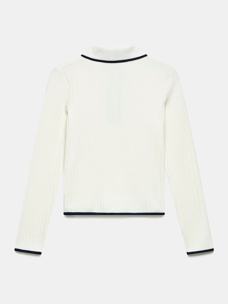 Mint Velvet White Contrast Trim Polo Shirt - Image 4 of 4