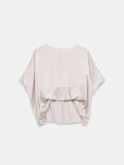 Mint Velvet Cream Beige Silk Mix Blouson Top - Image 3 of 4