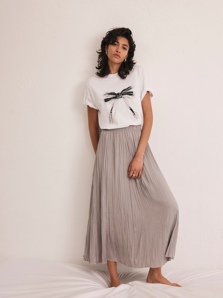 Mint Velvet Grey Crinkle Maxi Skirt - Image 1 of 1 Mint Velvet Grey Crinkle Maxi Skirt - Image 1 of 1