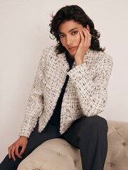 Mint Velvet White Textured Boucle Jacket - Image 2 of 4
