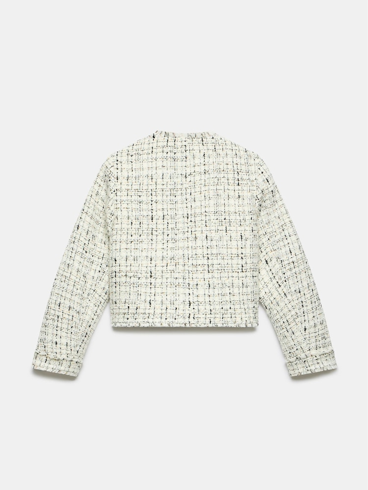 Mint Velvet White Textured Boucle Jacket - Image 4 of 4