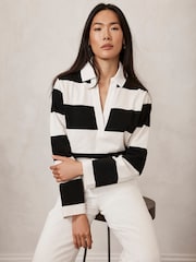 Mint Velvet Blue Striped Rugby 100% Cotton Shirt - Image 1 of 4