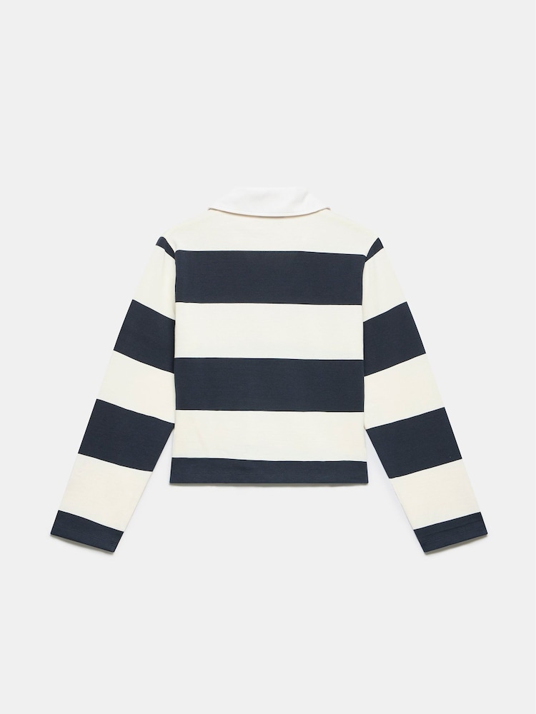 Mint Velvet Blue Striped Rugby 100% Cotton Shirt - Image 4 of 4