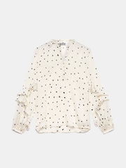 Mint Velvet Cream Polka Dot Print Ruffle Blouse - Image 3 of 4