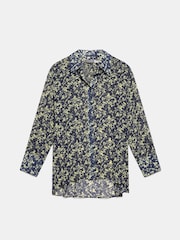 Mint Velvet Blue Navy Floral Print Longline Shirt - Image 3 of 4