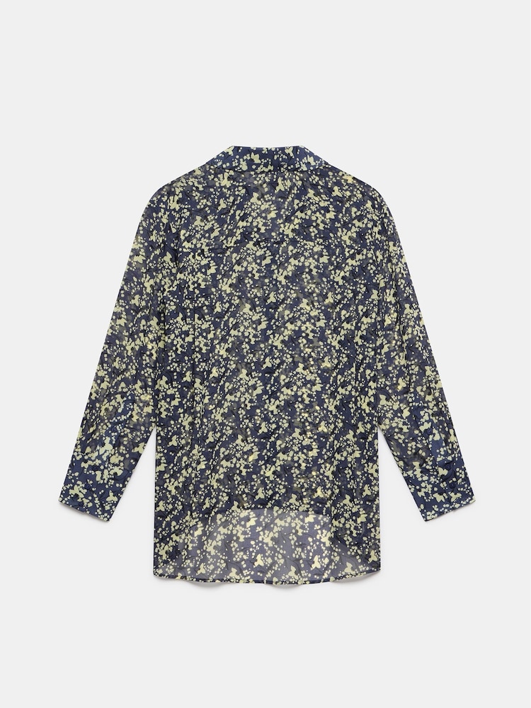 Mint Velvet Blue Navy Floral Print Longline Shirt - Image 4 of 4