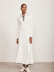 Mint Velvet White Contrast Hem Skirt - Image 3 of 7