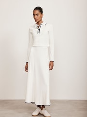 Mint Velvet White Contrast Hem Skirt - Image 4 of 7