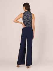 Adrianna Papell Blue Beaded Blouson Jumpsuit - Image 2 of 7