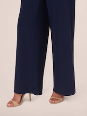 Adrianna Papell Blue Beaded Blouson Jumpsuit - Image 6 of 7