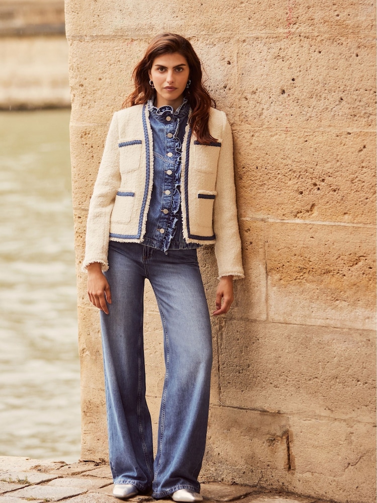 Mint Velvet Cream Wool Boucle Jacket - Image 1 of 4