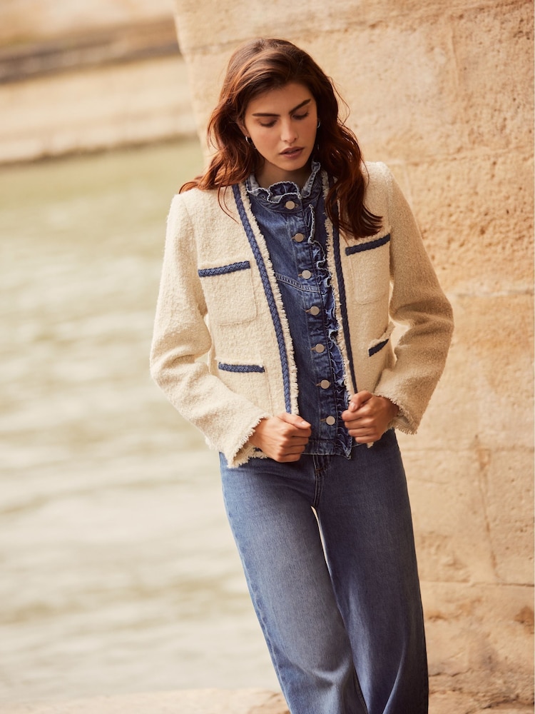 Mint Velvet Cream Wool Boucle Jacket - Image 2 of 4
