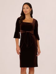 Adrianna Papell Tie Front Brown Dress - Image 1 of 7