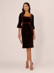 Adrianna Papell Tie Front Brown Dress - Image 4 of 7