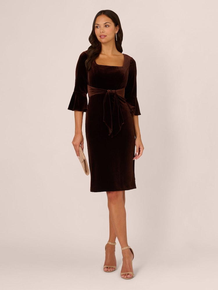 Adrianna Papell Tie Front Brown Dress - Image 4 of 7