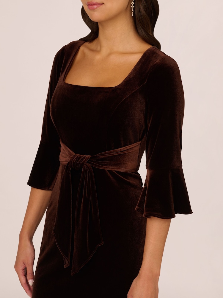 Adrianna Papell Tie Front Brown Dress - Image 6 of 7
