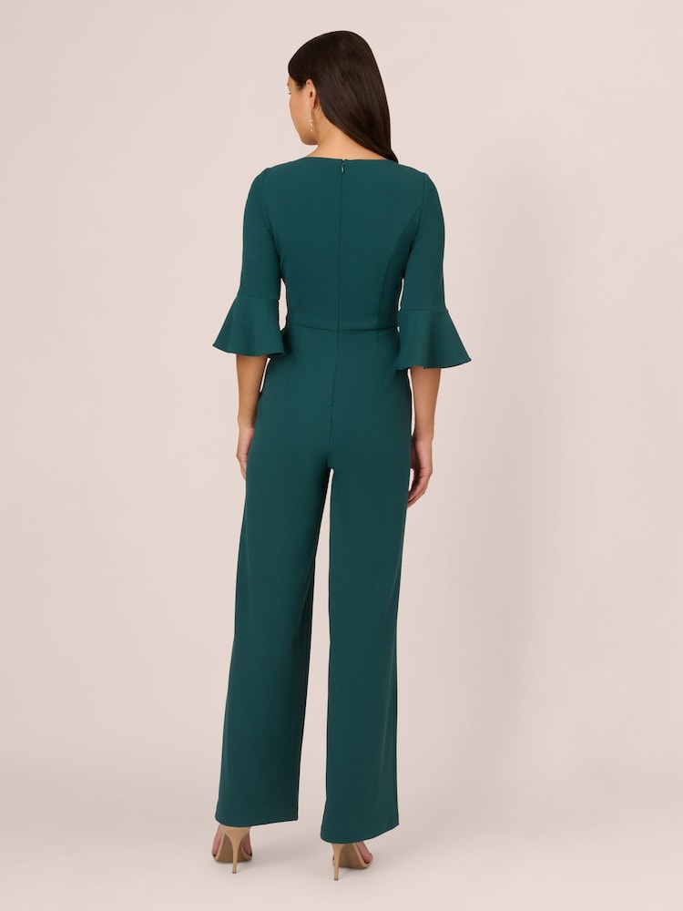 Adrianna Papell Knit Crepe Tie Front Jumpsuit - Image 2 of 7 Adrianna Papell Knit Crepe Tie Front Jumpsuit - Image 2 of 7