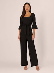 Negro - Adrianna Papell Knit Crepe Tie Front Jumpsuit - Imagen 1 de 7