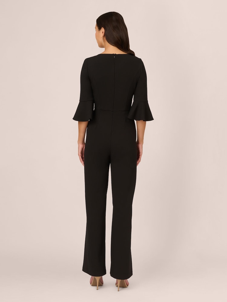 Negro - Adrianna Papell Knit Crepe Tie Front Jumpsuit - Imagen 2 de 7
