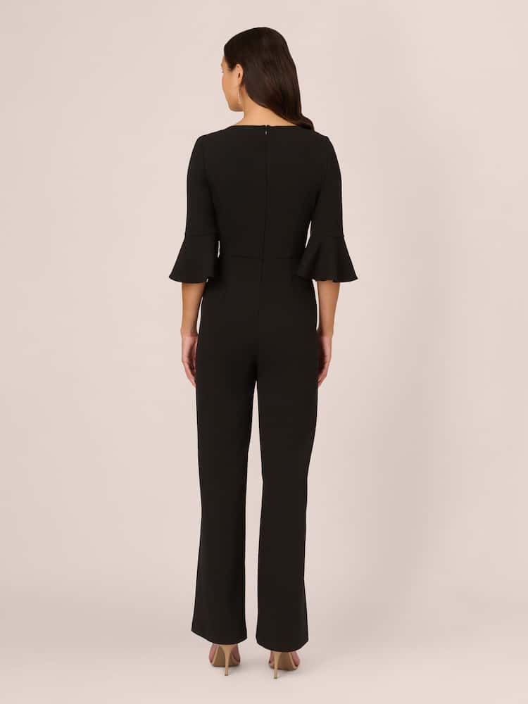 Adrianna Papell Knit Crepe Tie Front Jumpsuit - Image 2 of 7 Adrianna Papell Knit Crepe Tie Front Jumpsuit - Image 2 of 7