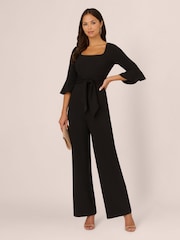 Negro - Adrianna Papell Knit Crepe Tie Front Jumpsuit - Imagen 3 de 7