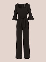Negro - Adrianna Papell Knit Crepe Tie Front Jumpsuit - Imagen 6 de 7