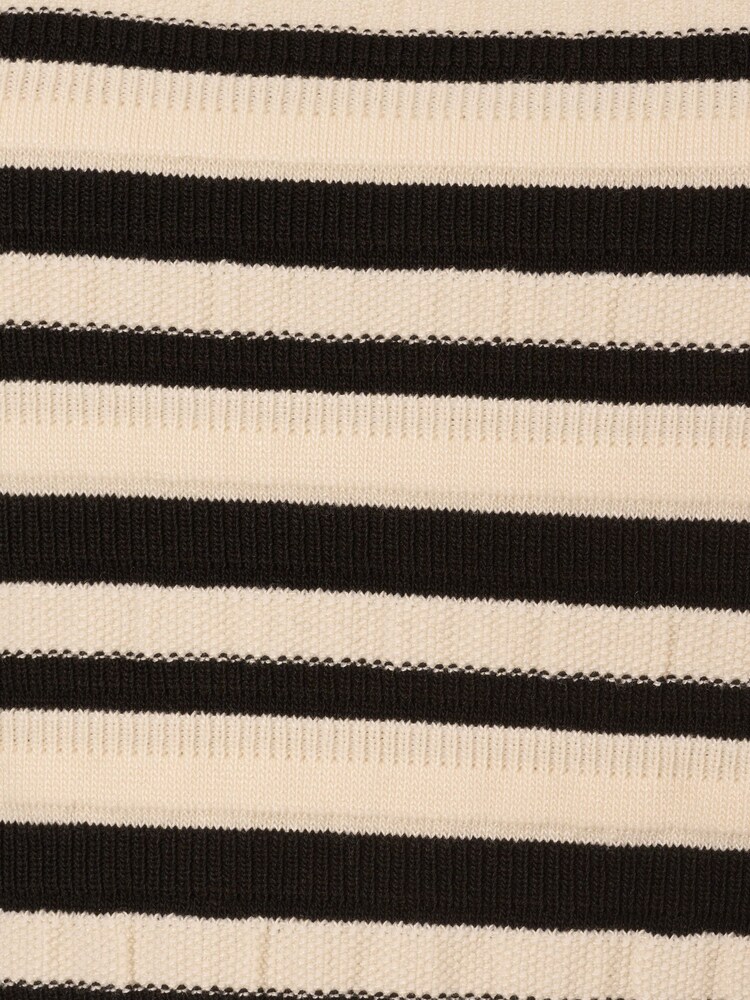 Adrianna Papell Crew Neck Striped Pointelle White Sweater With Short Sleeves - Image 7 of 7