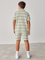 Baker by Ted Baker Green Stripe Textured Shirt And Shorts Set - Image 2 of 10
