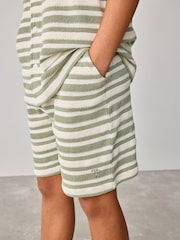 Baker by Ted Baker Green Stripe Textured Shirt And Shorts Set - Image 4 of 10