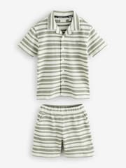 Baker by Ted Baker Green Stripe Textured Shirt And Shorts Set - Image 5 of 10