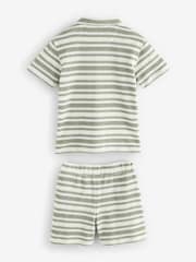 Baker by Ted Baker Green Stripe Textured Shirt And Shorts Set - Image 6 of 10