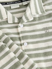 Baker by Ted Baker Green Stripe Textured Shirt And Shorts Set - Image 8 of 10