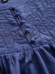 Navy Blue Quilted Long Sleeve 100% Cotton Blouse - Image 7 of 7